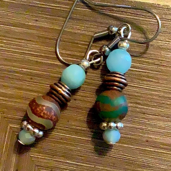 Amazonite Modern Earrings. - Picture 2 of 2